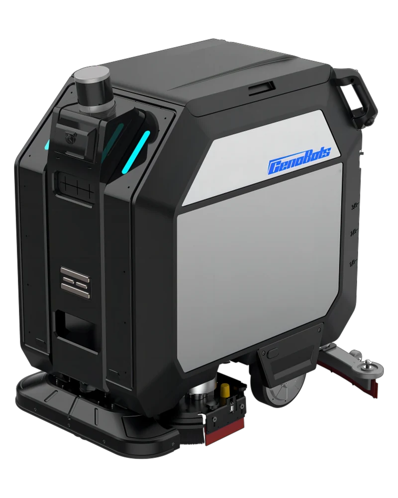 CenoBots L50 heavy-duty autonomous scrubber-dryer washing and drying a large floor in one pass