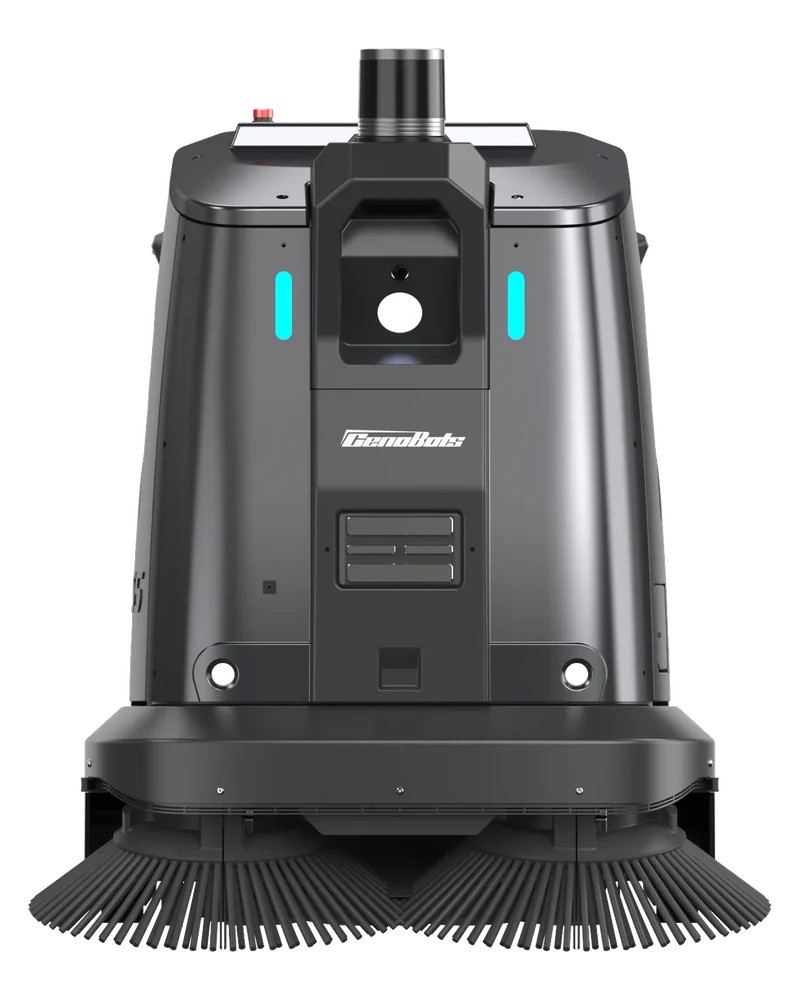 CenoBots S5 industrial autonomous sweeper with 32-beam LiDAR working a warehouse floor