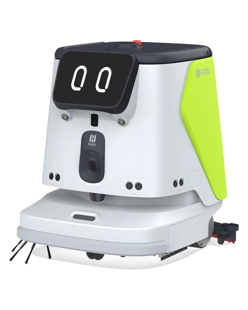 PUDU CC1 Pro commercial scrubber-dryer cleaning robot with side brush