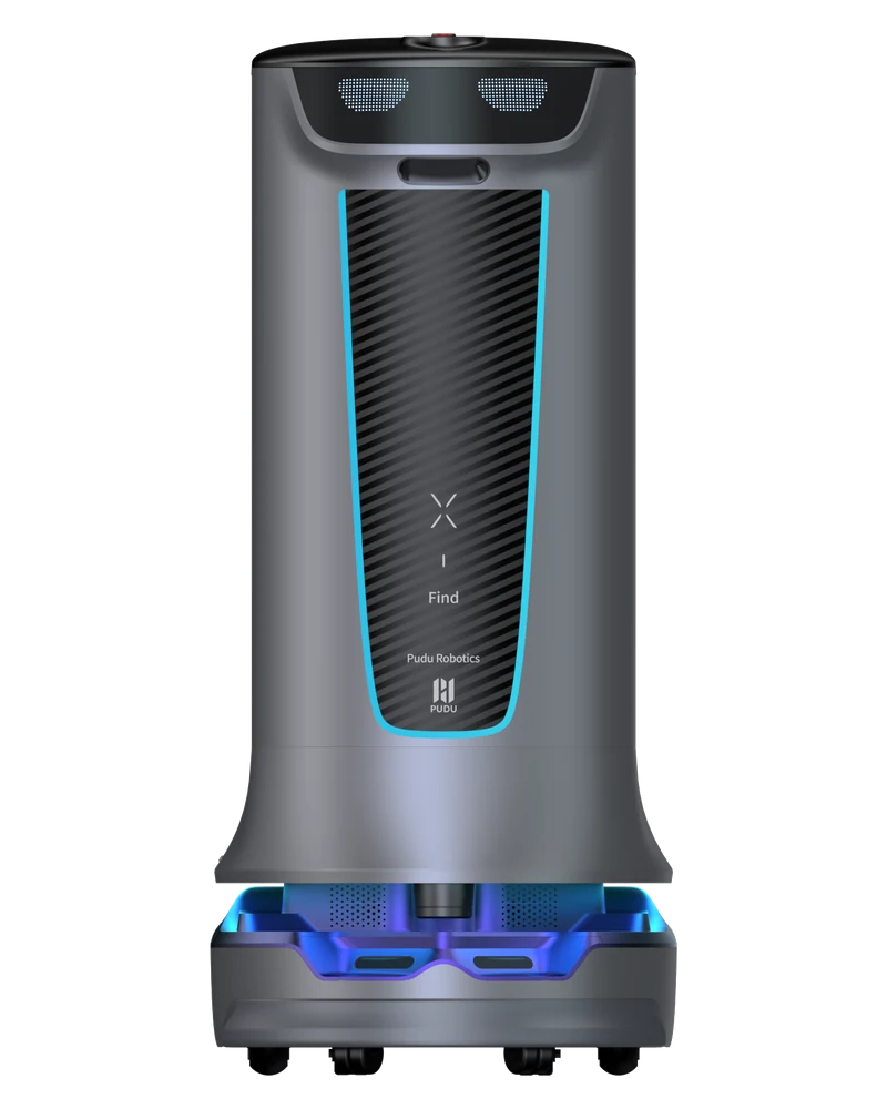 PUDU HolaBot heavy-duty delivery and bussing robot with an IPX5 waterproof cabin