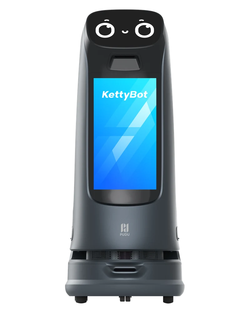 PUDU KettyBot Pro delivery and reception robot with an advertising screen