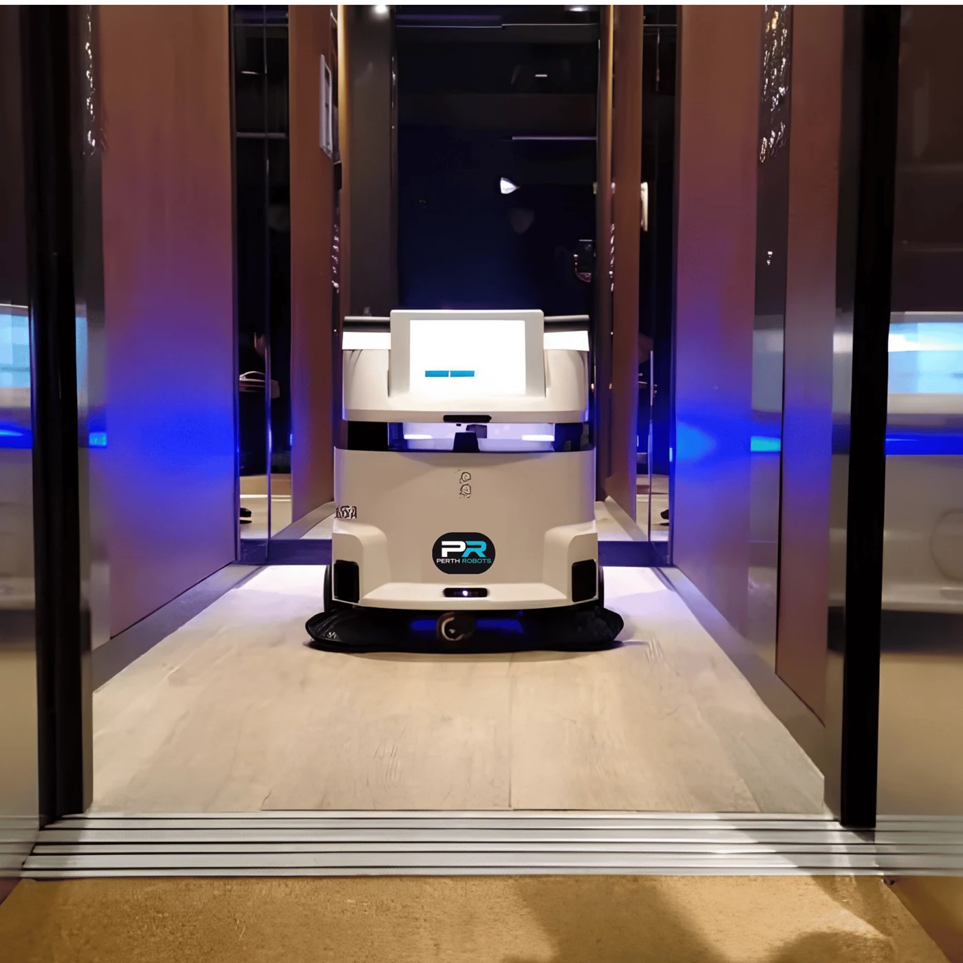 Perth Robots SW55 sweeper-vacuum in a hospitality venue